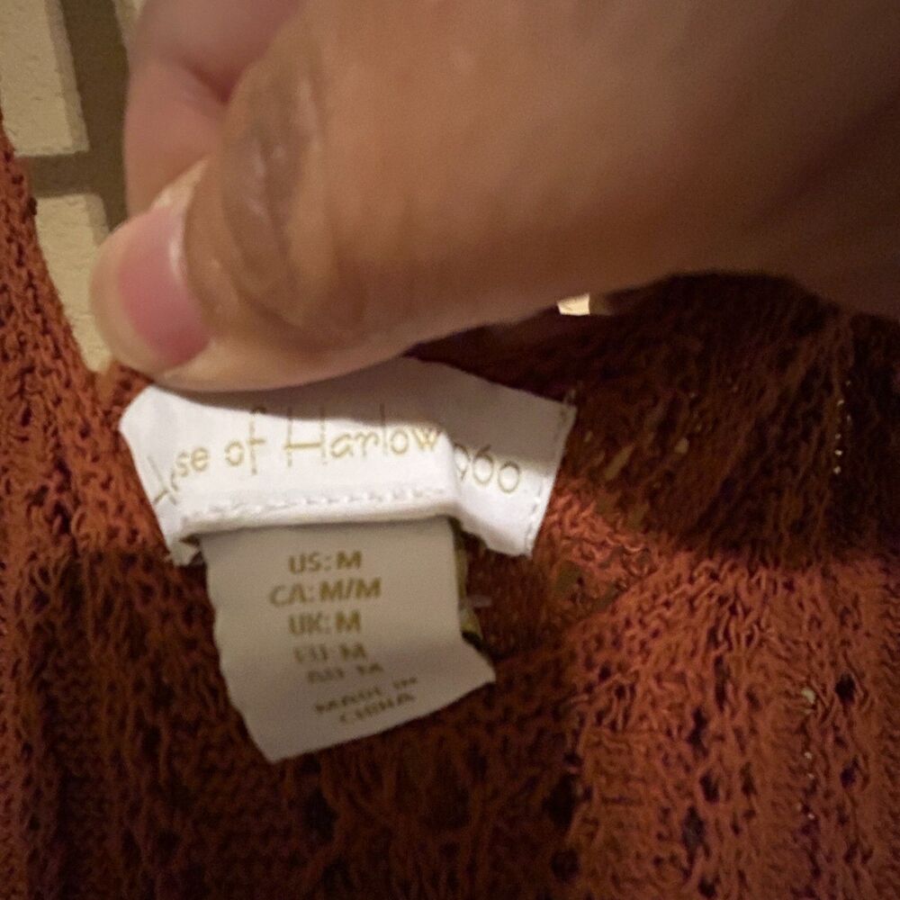 NWT House of Harlow Crochet Open Knit Tank Maxi Dress Medium Brown Boho Festival - Picture 6 of 8